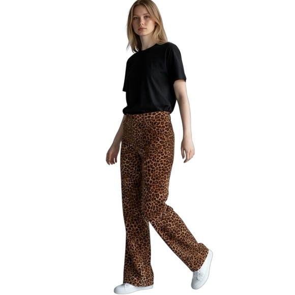 CHARTER CLUB Lexington Straight Leg Leopard Print Corduroy Pants Size 6 - Picture 13 of 15